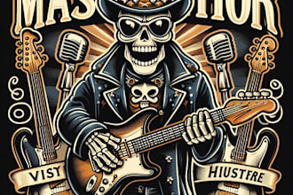 design high quality musician mascot logo with t shirt design