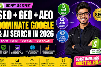 seo consultant, aeo guru, GEO coach, audit specialist for shopify store
