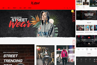 design trendy retro y2k websites for clothing brands, street wear, shopify store