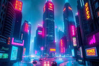draw cyberpunk futuristic city