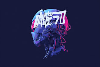 illustrate typeface or typography cyberpunk, futuristic logo