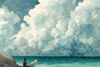 paint a watercolor and gouache landscape illustration