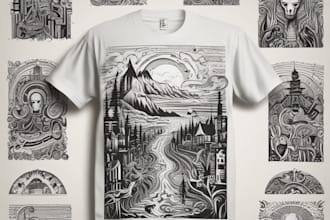 create awesome lino cut style t shirt design for you