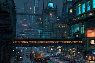 create a illustration of science fiction city, cyberpunk