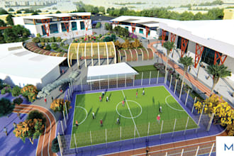render recreational center, contemporary cgi UK realty, public mix use building