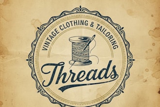 design a unique vintage threads logo for your brand