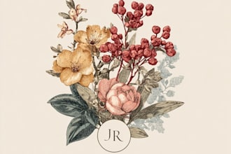 design feminine botanical hand drawn logo