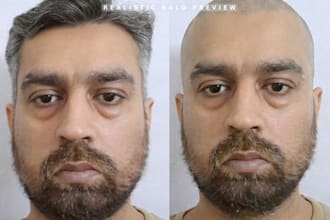 create a realistic bald or buzz cut preview on your real face