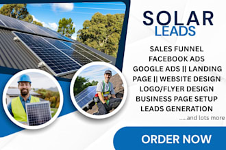 solar leads roofing business logo flyer ads solar landing page website sales