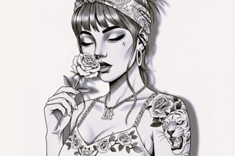 unique blackwork tattoo design personalized