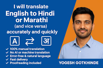 a dedicated freelancer english hindi, marathi translation
