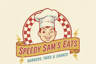 design a unique vintage fast food logo for your brand