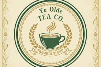 design a unique vintage tea logo for your brand