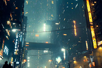 do cyberpunk futuristic city art