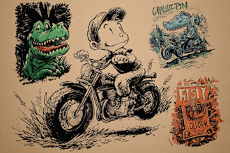 draw retro vintage cartoon illustration