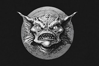 design vintage horror fun creature logo art