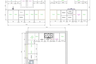 create 2d kitchen plan, elevation and 3d realistic render