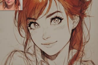 draw you into anime portrait, manga and game