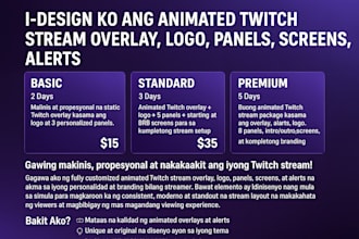 design animated twitch stream overlay twitch logo panels screens alerts