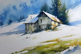 paint landscapes in watercolor