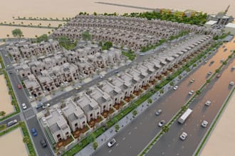 model 3d real estate,exterior render,site plan,3ds max landscape,villa apartment