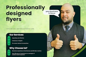 create professional and customized flyers, business cards and media kits