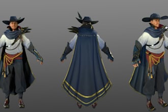 convert 2d to 3d model, stylized 3d game character, uv map, pbr, rig3d fbx model