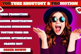 do youtube shoutout, SEO expert promotion, channel manager for monetization