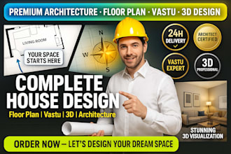 design floor plan, vastu layout, interior design, 3d model and house architect