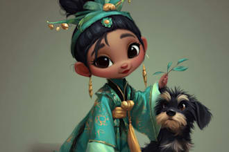 draw a unique disney pet portrait