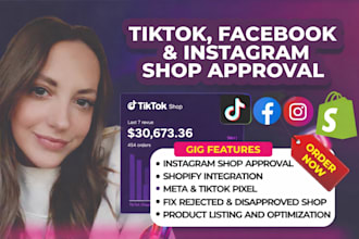 setup 30k profit tiktok shop, setup facebook shop and instagram shop for sales