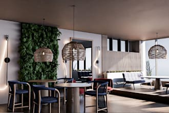 upscale 3d restaurant,commercial space,cgi interior,wine bar,cafe,3ds max render