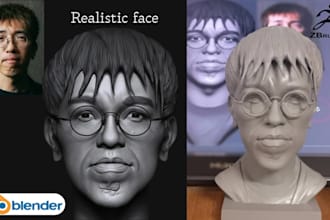 sculpt realistic 3d head model 3d bust photo to 3d face likeness printable bust