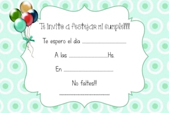haré tarjeta de invitación de cumpleaños imprimible, en PDF