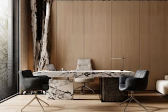 revamp 3d contemporary office, modern workspace interior, meeting room rendering