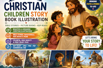 illustrate christian children story book and bible story illustrations