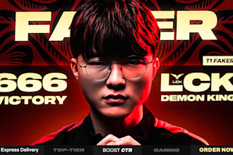 design amazing gaming thumbnail with high CTR in 3 hours