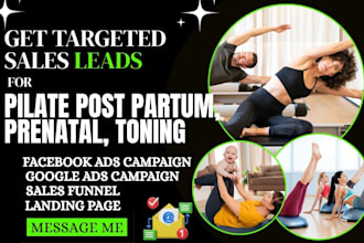 generate pilate postpartum, prenatal, menopause, toning pilate leads website