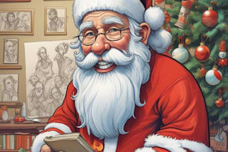draw unique christmas cartoon caricature