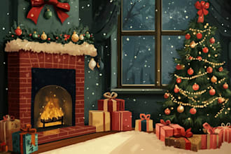 make a christmas illustration and christmas card
