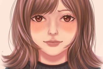 semirealistic portrait or halfbody illustration