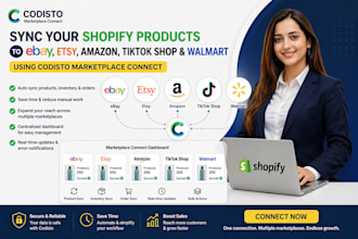 sync your shopify products to ebay and walmart using codisto marketplace connect