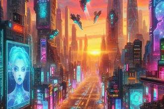 do cyberpunk futuristic city art