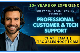 technical support agent for saas, CRM, and online business support