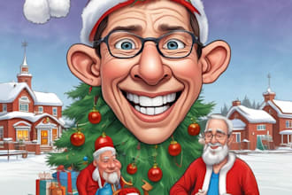 custom christmas cartoon caricature