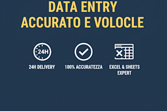 data entry veloce e pulito consegna in 24h