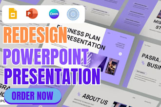 design presentation, redesign pitch deck, powerpoint, canva, google slides