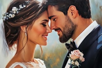 design couple portrait wedding portrait illustration