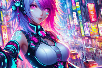 design anime character , cyberpunk character