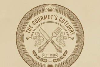 design a unique vintage knife and  fork logo for your brand